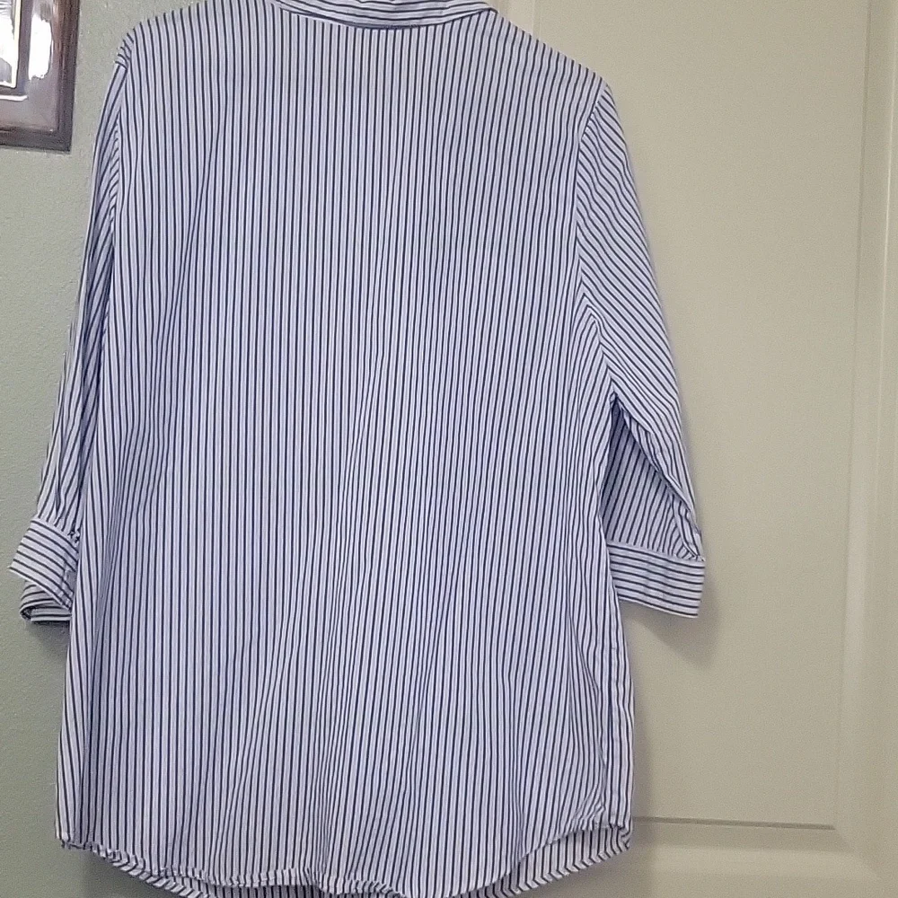 Blue Striped Women Shirt with Embroidery - Picture 6 of 6